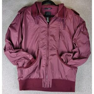 Vintage Y2K Ambiguous Skateboards Hooded Bomber Jacket Maroon XL